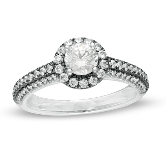 Vera Wang Love Collection 1 CT. T.w. Diamond Frame Engagement Ring in 14K White Gold with Black Rhodium