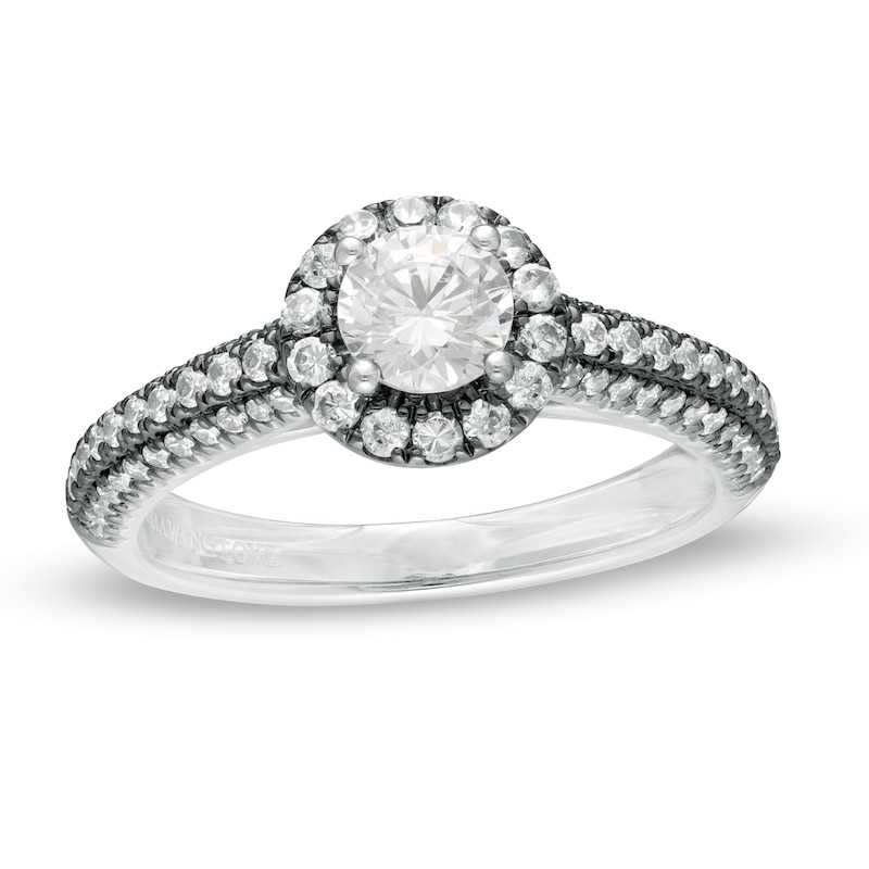 Main Image 1 of Vera Wang Love Collection 1 CT. T.W. Diamond Frame Engagement Ring in 14K White Gold with Black Rhodium