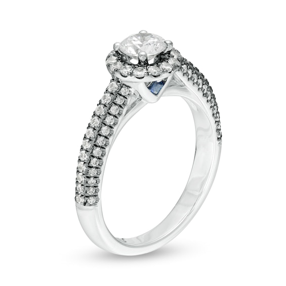 Vera Wang Love Collection 1 CT. T.w. Diamond Frame Engagement Ring in 14K White Gold with Black Rhodium