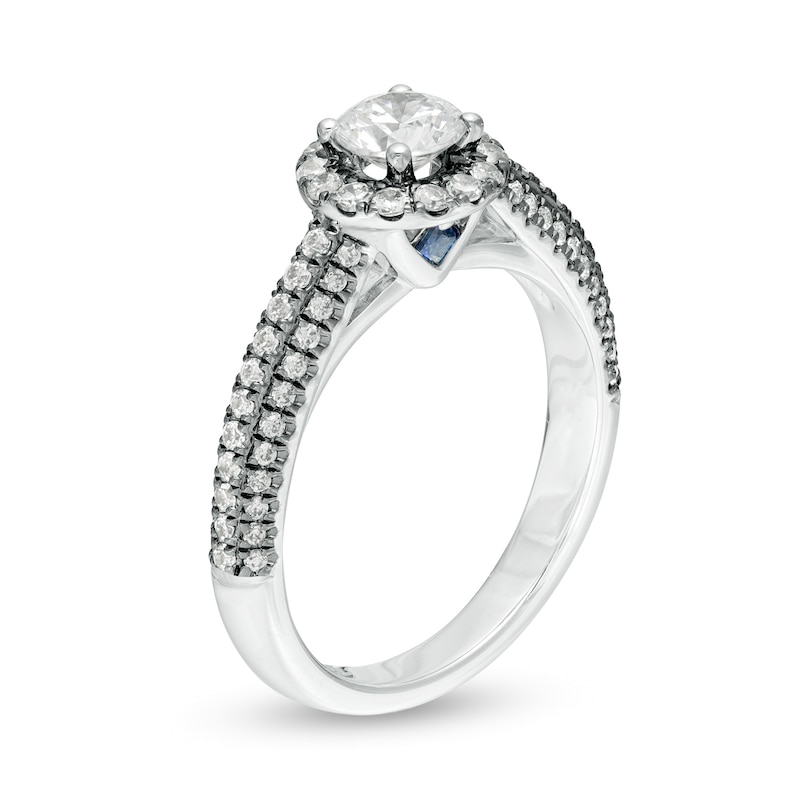 Vera Wang Love Collection 1 CT. T.W. Diamond Frame Engagement Ring in 14K White Gold with Black Rhodium