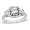Thumbnail Image 1 of Vera Wang Love Collection 1-1/4 CT. T.W. Cushion-Cut Diamond Frame Engagement Ring in 14K White Gold with Black Rhodium