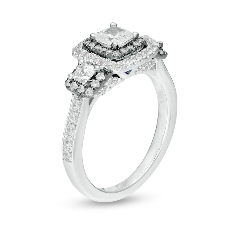 Main Image 2 of Vera Wang Love Collection 1-1/4 CT. T.W. Cushion-Cut Diamond Frame Engagement Ring in 14K White Gold with Black Rhodium