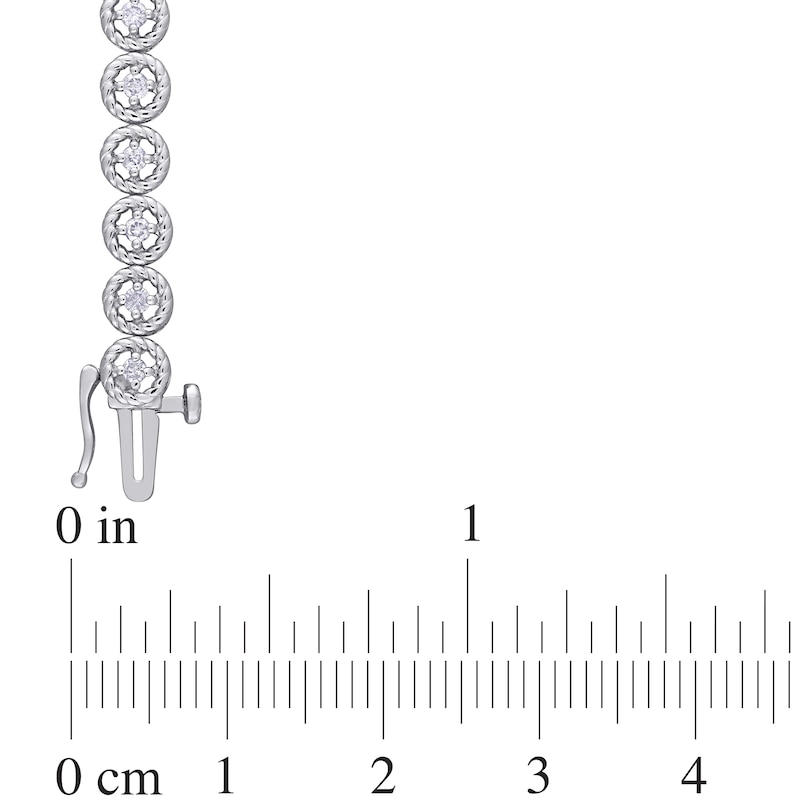 Main Image 3 of 1 CT. T.W. Diamond Open Rope-Textured Frame Tennis Bracelet in Sterling Silver