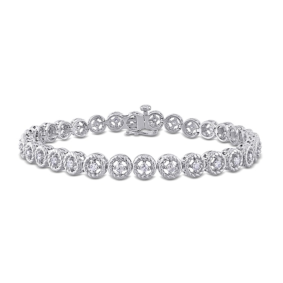 1 CT. T.w. Diamond Open Rope-Textured Frame Tennis Bracelet in Sterling Silver