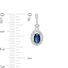 Thumbnail Image 3 of Oval Blue Sapphire and 1/5 CT. T.W. Diamond Frame Drop Earrings in 10K White Gold