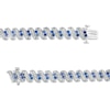 Thumbnail Image 3 of Lab-Created Ceylon Blue and White Sapphire Cascading Duos Bracelet in Sterling Silver - 7.5"