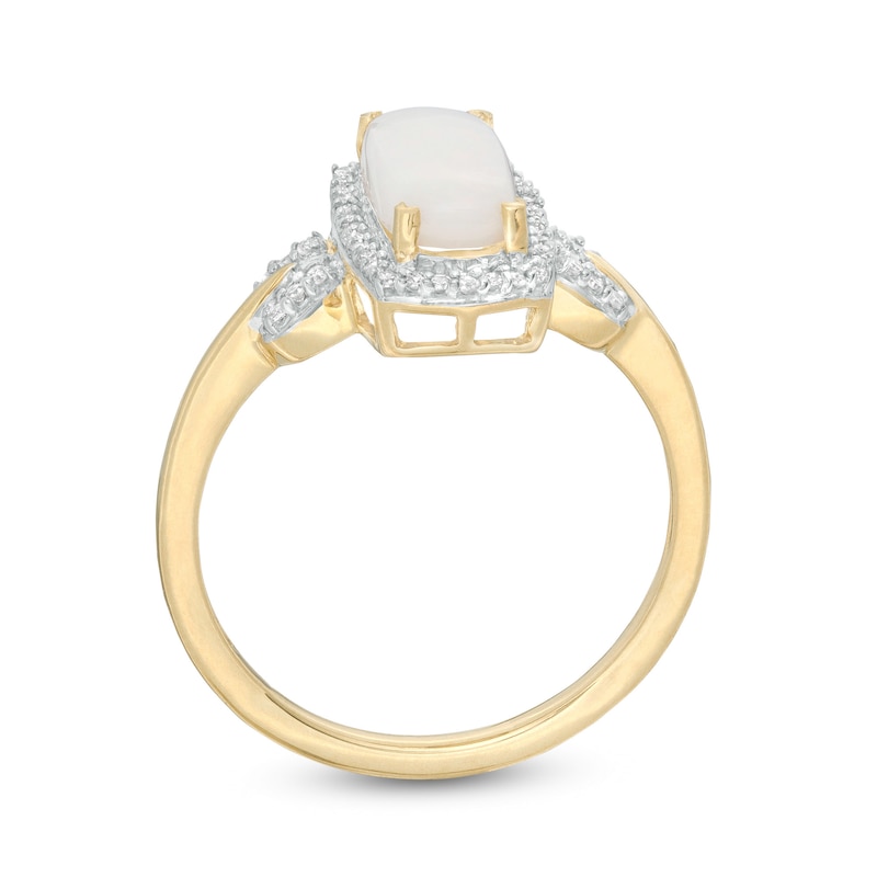 Main Image 3 of Elongated Cushion-Cut Opal and 1/8 CT. T.W. Diamond Frame Ring in 10K Gold