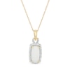 Thumbnail Image 1 of Elongated Cushion-Cut Opal and 1/10 CT. T.W. Diamond Frame Pendant in 10K Gold