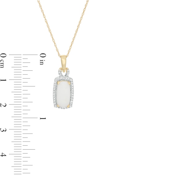 Elongated Cushion-Cut Opal and 1/10 CT. T.w. Diamond Frame Pendant in 10K Gold