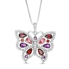 Thumbnail Image 1 of Multi-Shape Multi-Gemstone and Lab-Created White Sapphire Butterfly Pendant in Sterling Silver