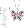 Thumbnail Image 3 of Multi-Shape Multi-Gemstone and Lab-Created White Sapphire Butterfly Pendant in Sterling Silver