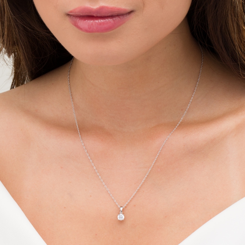 Main Image 2 of 1/10 CT. Diamond Solitaire Pendant in 10K White Gold