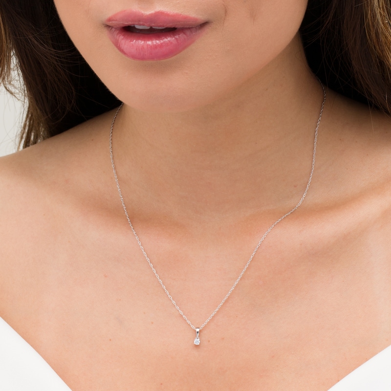 Main Image 2 of 1/2 CT. Diamond Solitaire Pendant in 10K White Gold