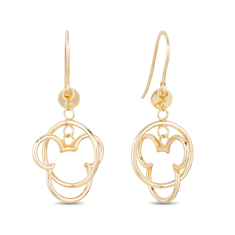 Main Image 1 of Mickey Mouse & Minnie Mouse Made in Italy Drop Earrings in 10K Gold