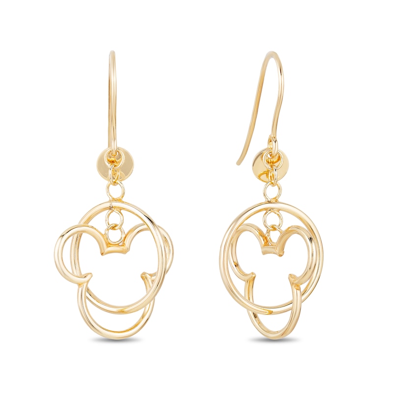 Mickey Mouse & Minnie Mouse Made in Italy Drop Earrings in 10K Gold