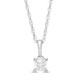 1/4 CT. Princess-Cut Diamond Solitaire Pendant in 10K White Gold