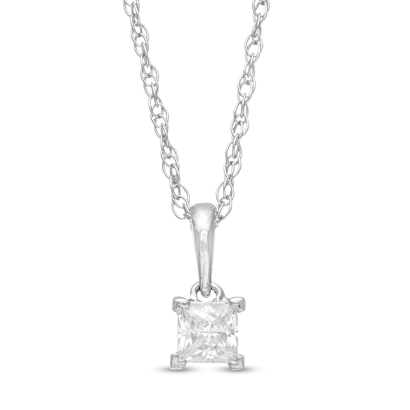 Main Image 1 of 1/4 CT. Princess-Cut Diamond Solitaire Pendant in 10K White Gold