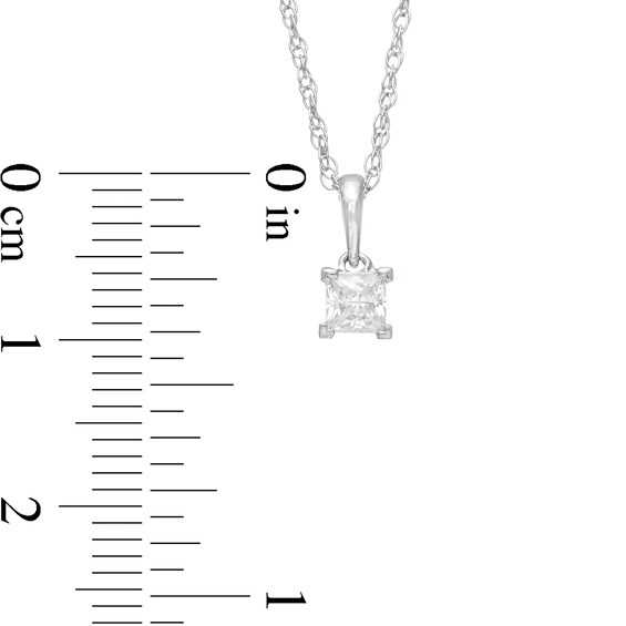 1/4 CT. Princess-Cut Diamond Solitaire Pendant in 10K White Gold