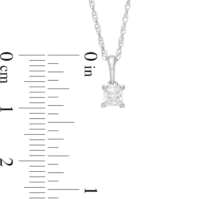 Main Image 3 of 1/4 CT. Princess-Cut Diamond Solitaire Pendant in 10K White Gold