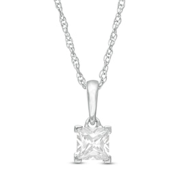 1/2 CT. Princess-Cut Diamond Solitaire Pendant in 10K White Gold