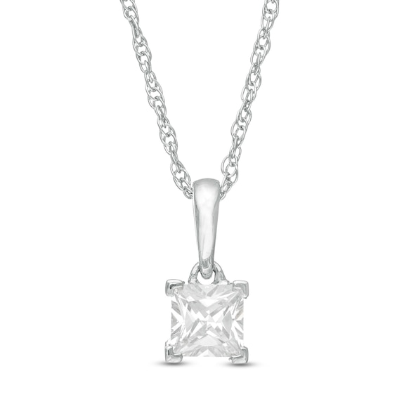 1/2 CT. Princess-Cut Diamond Solitaire Pendant in 10K White Gold
