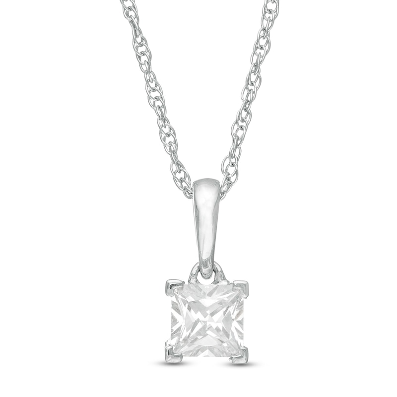 Main Image 1 of 1/2 CT. Princess-Cut Diamond Solitaire Pendant in 10K White Gold