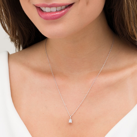1/2 CT. Princess-Cut Diamond Solitaire Pendant in 10K White Gold