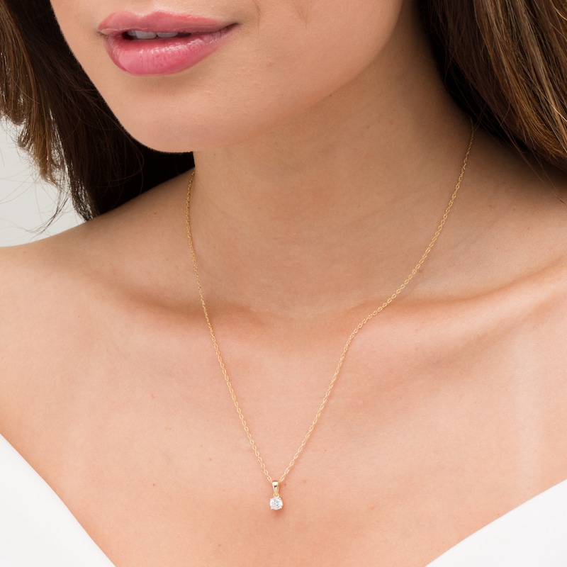 Main Image 2 of 1/3 CT. Diamond Solitaire Pendant in 10K Gold