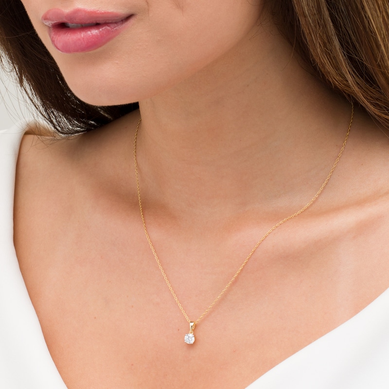 Main Image 2 of 1/2 CT. Diamond Solitaire Pendant in 10K Gold
