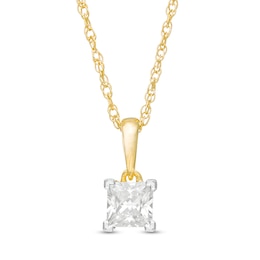 1/2 CT. Princess-Cut Diamond Solitaire Pendant in 10K Gold