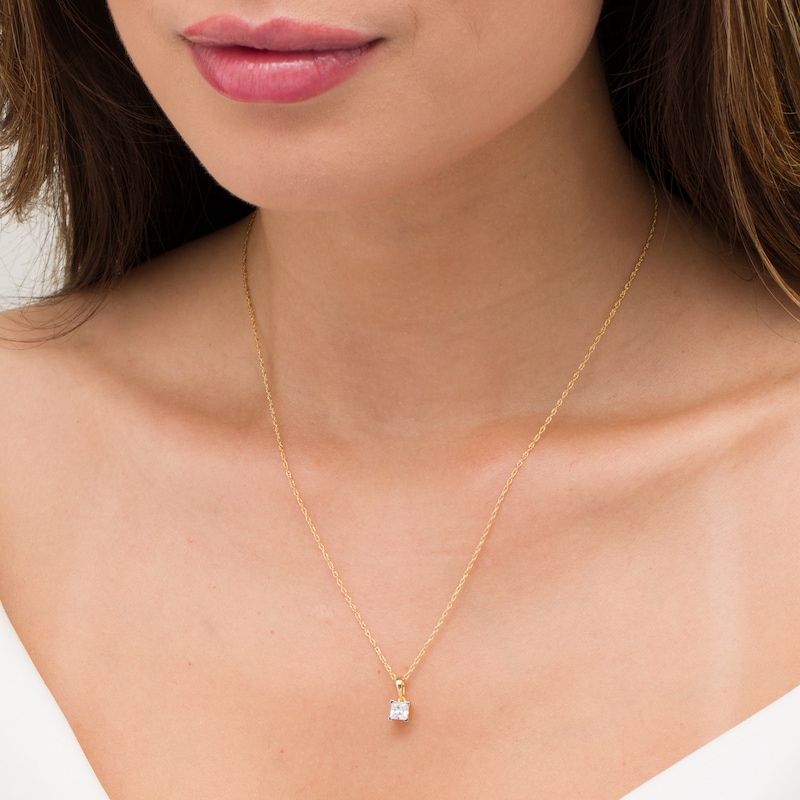 Main Image 2 of 1/2 CT. Princess-Cut Diamond Solitaire Pendant in 10K Gold