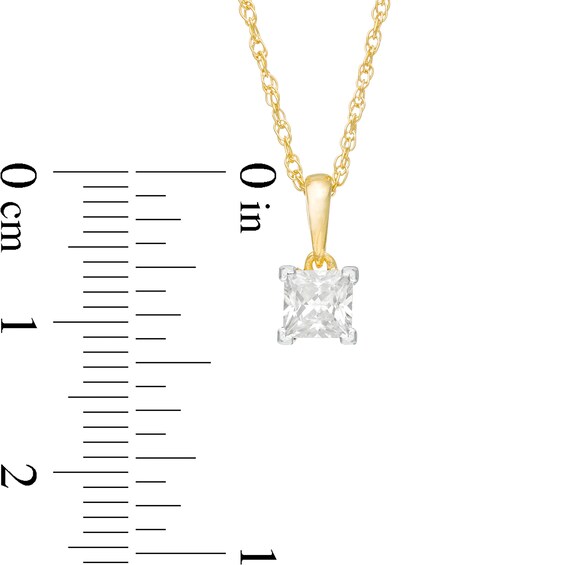 1/2 CT. Princess-Cut Diamond Solitaire Pendant in 10K Gold
