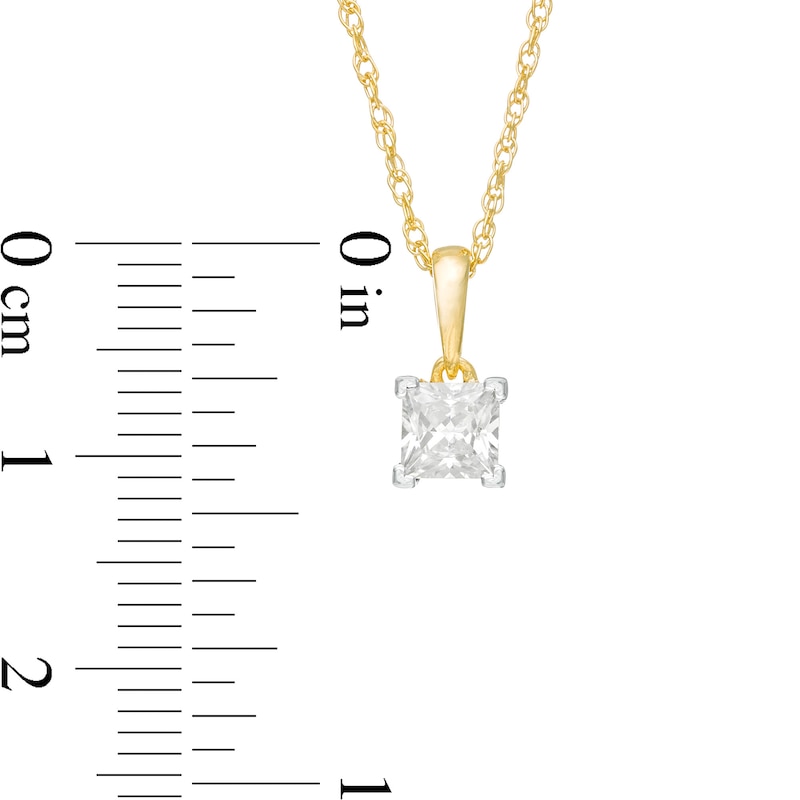 Main Image 3 of 1/2 CT. Princess-Cut Diamond Solitaire Pendant in 10K Gold