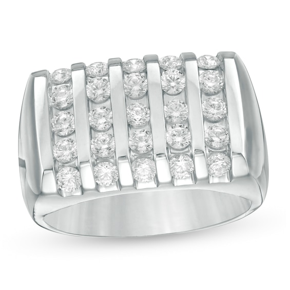 1-1/2 CT. T.w. Diamond Rectangle Top Linear Five Row Ring in 10K White Gold