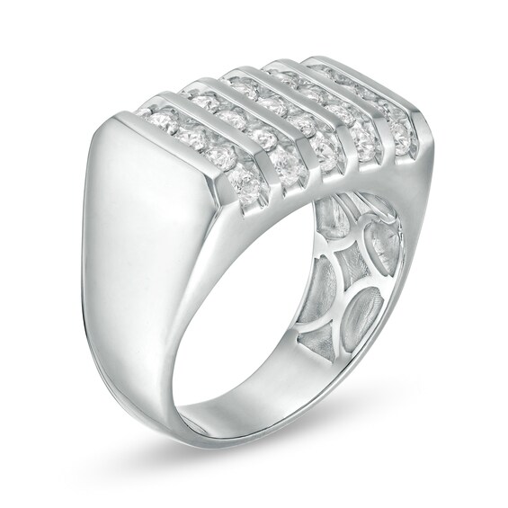 1-1/2 CT. T.w. Diamond Rectangle Top Linear Five Row Ring in 10K White Gold