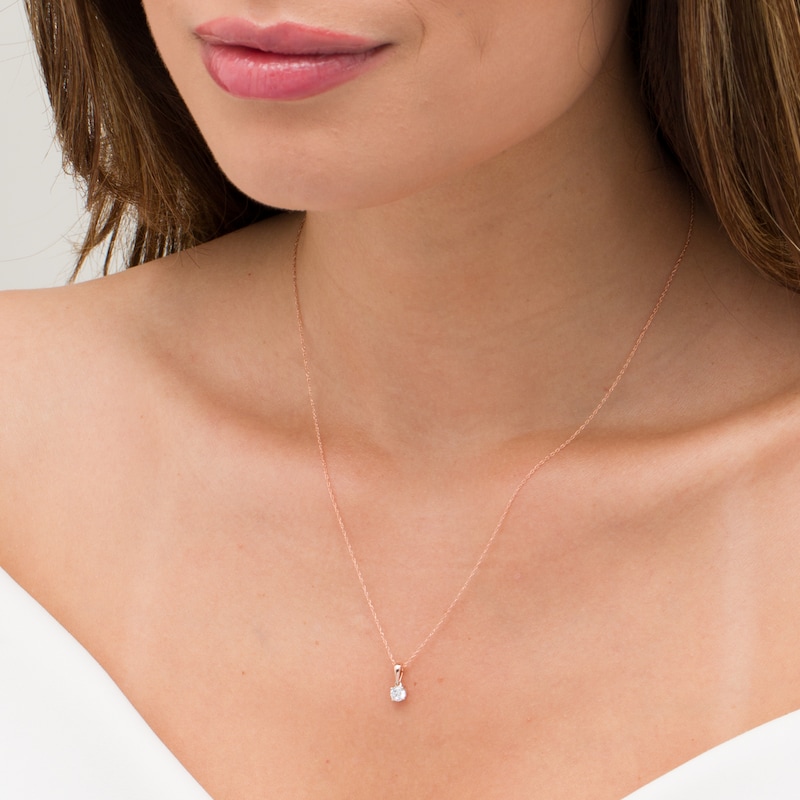 Main Image 2 of 1/4 CT. Diamond Solitaire Pendant in 10K Rose Gold