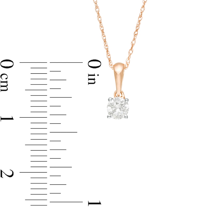 Main Image 3 of 1/4 CT. Diamond Solitaire Pendant in 10K Rose Gold
