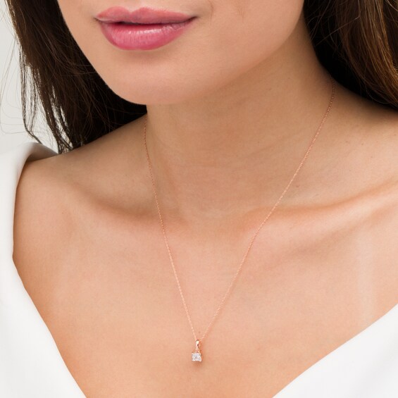 1/2 CT. Princess-Cut Diamond Solitaire Pendant in 10K Rose Gold