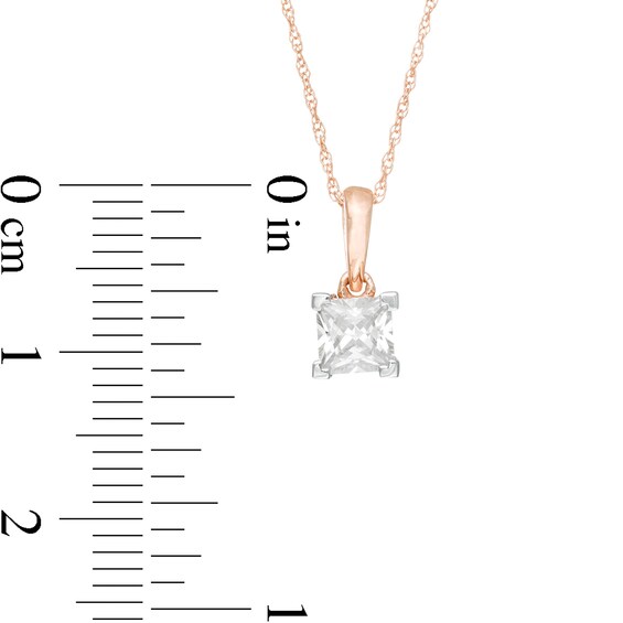 1/2 CT. Princess-Cut Diamond Solitaire Pendant in 10K Rose Gold