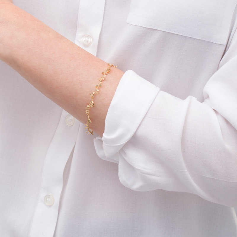 Main Image 2 of Made in Italy Flower Petal Scatter Bracelet in 10K Gold - 7.5"