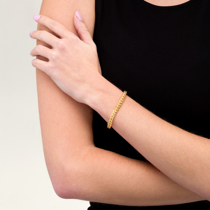Main Image 2 of Made in Italy 5.0mm Franco Snake Chain Bracelet in Hollow 10K Gold - 8.5"
