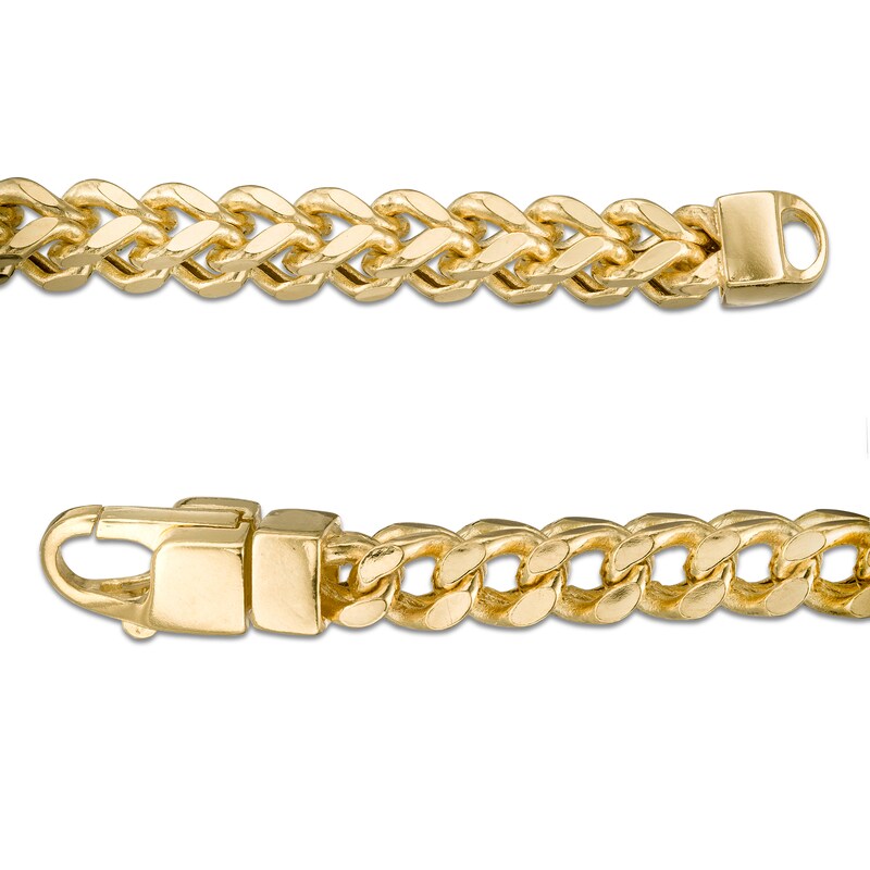 Main Image 4 of Made in Italy 5.0mm Franco Snake Chain Bracelet in Hollow 10K Gold - 8.5"