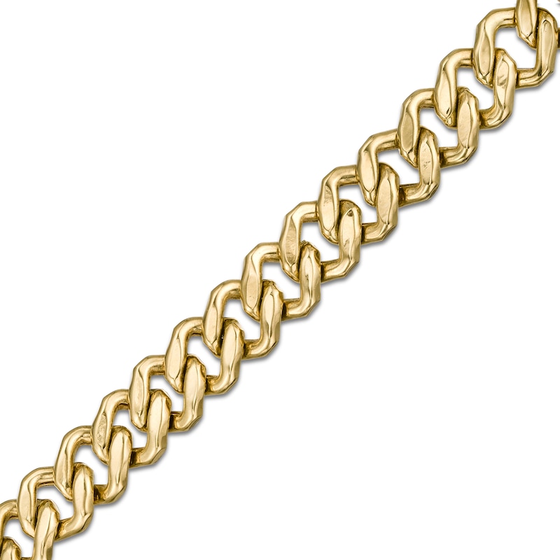 Main Image 1 of Made in Italy 6.5mm Square Curb Chain Bracelet in Hollow 10K Two-Tone Gold - 8.5"