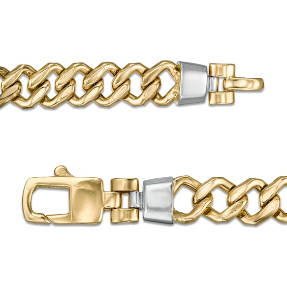 Made in Italy 6.5mm Square Curb Chain Bracelet in Hollow 10K Two-Tone Gold - 8.5"