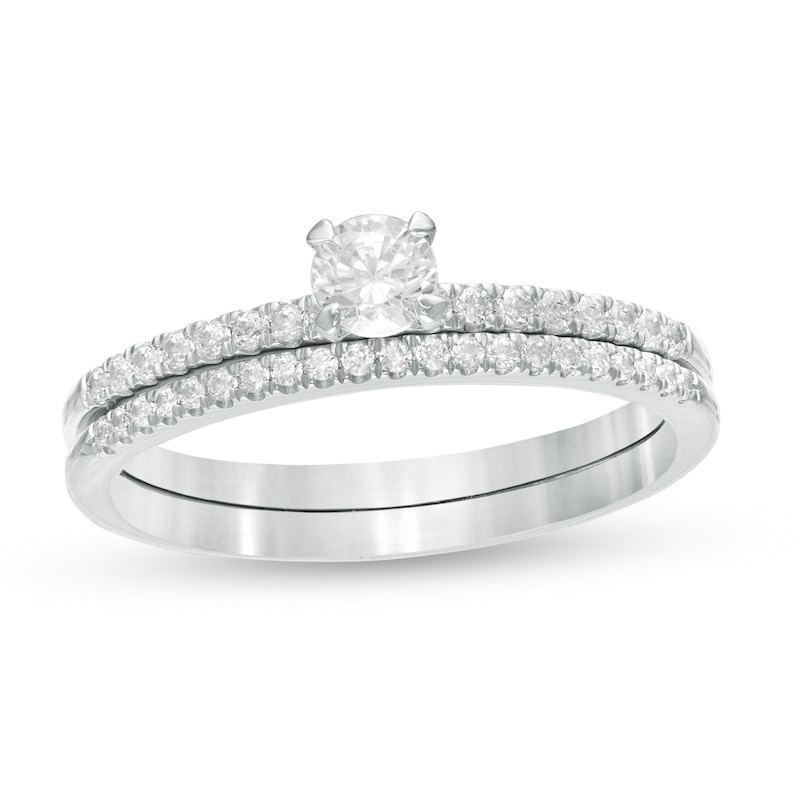 Main Image 1 of 1/2 CT. T.W. Diamond Bridal Set in 10K White Gold