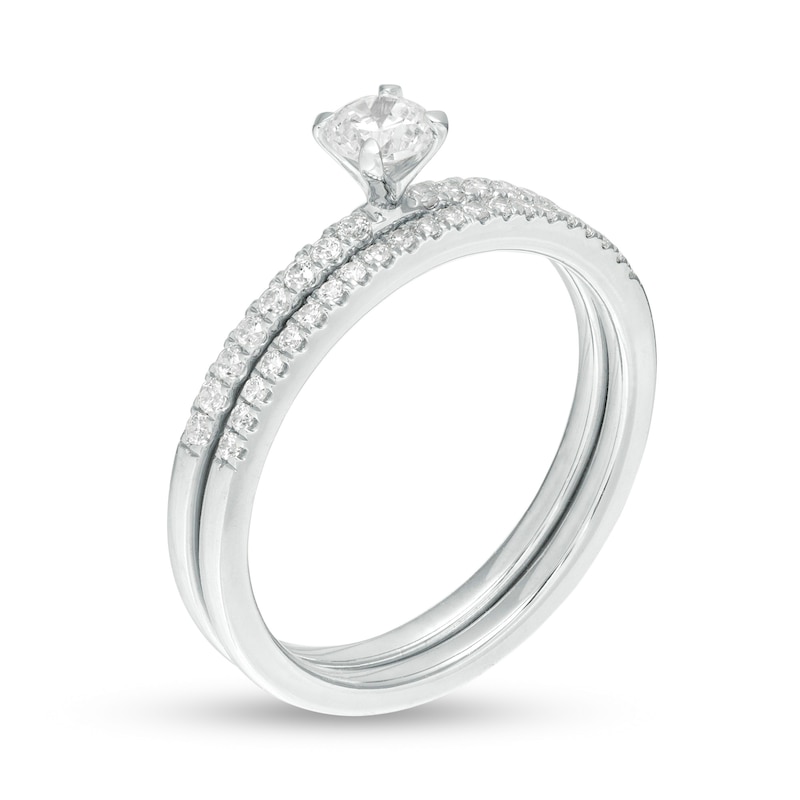 Main Image 3 of 1/2 CT. T.W. Diamond Bridal Set in 10K White Gold