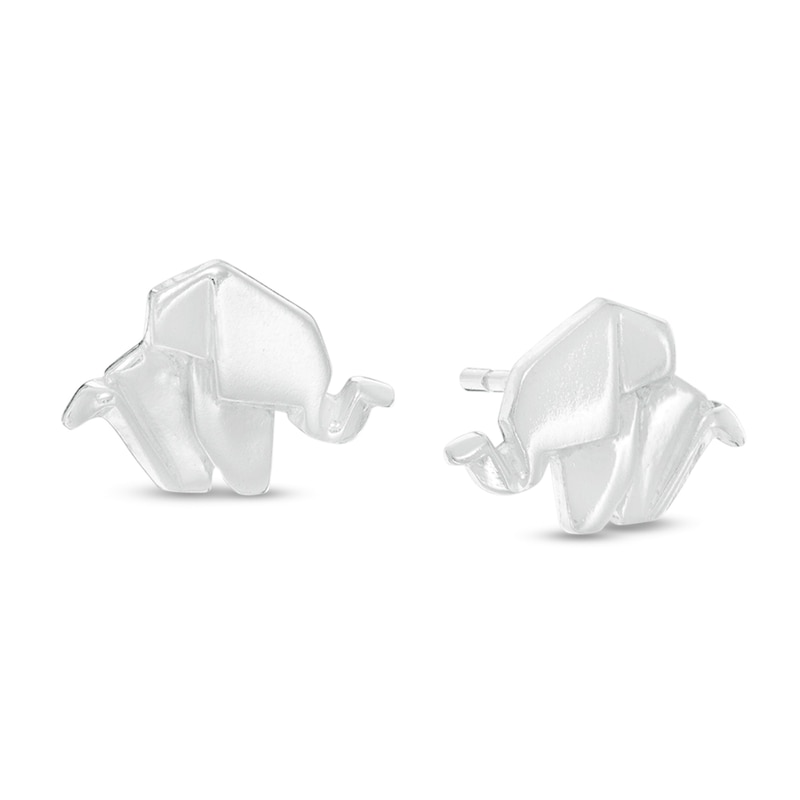 Sterling Silver Origami Elephant Stud Earrings Sterling Silver Origami Elephant Stud Earrings