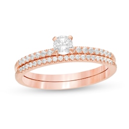 1/2 CT. T.W. Diamond Bridal Set in 10K Rose Gold