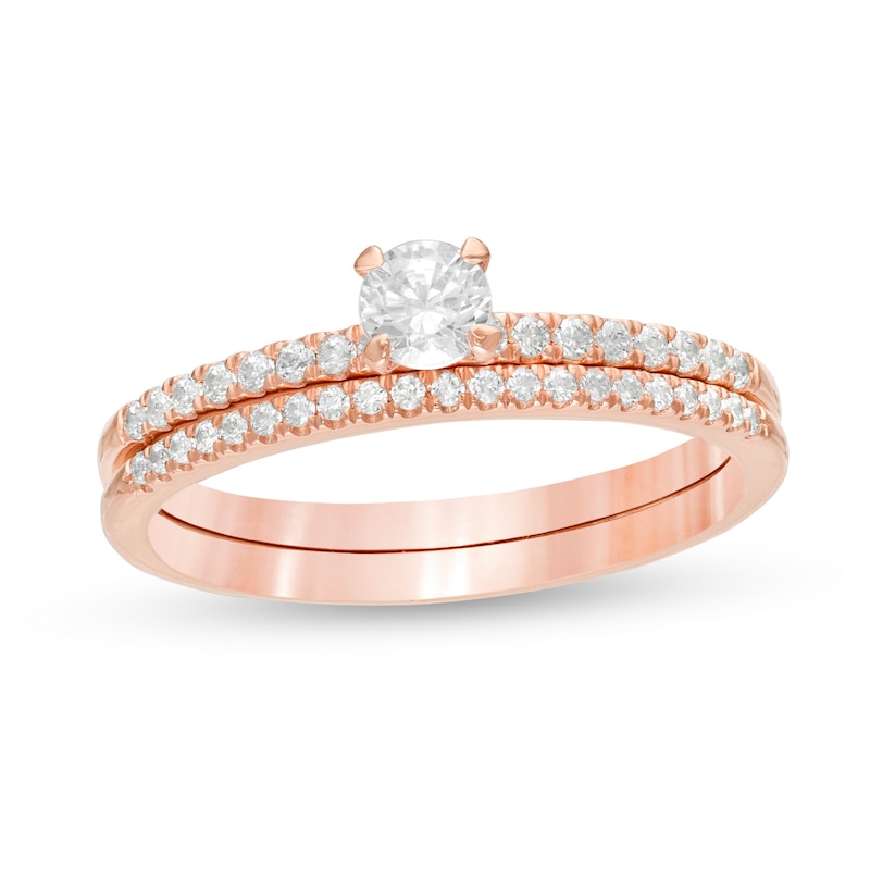 Main Image 1 of 1/2 CT. T.W. Diamond Bridal Set in 10K Rose Gold