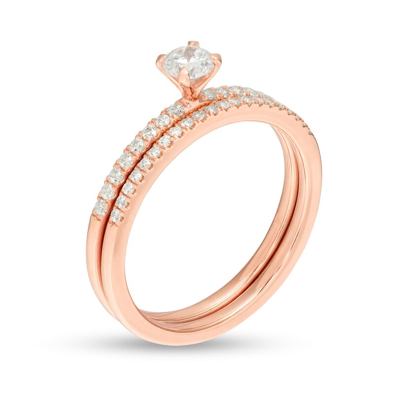 Main Image 3 of 1/2 CT. T.W. Diamond Bridal Set in 10K Rose Gold